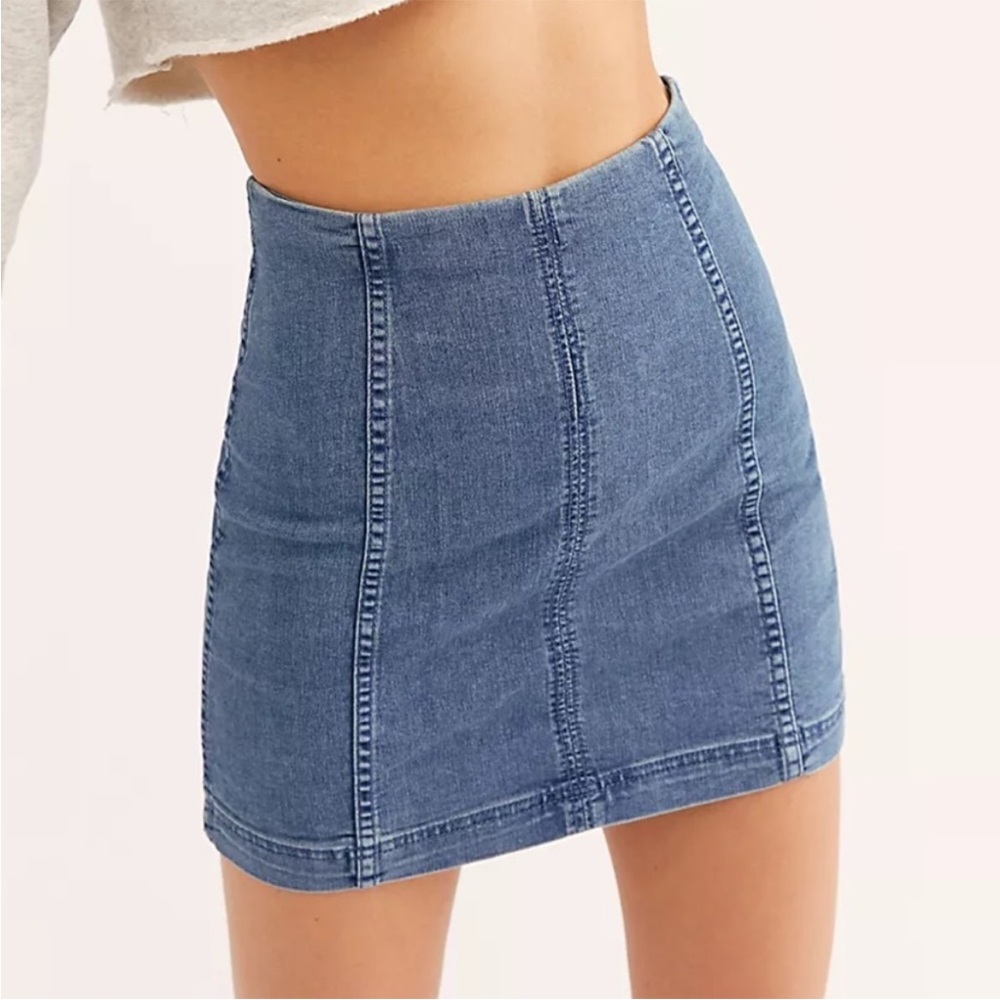 Free People Modern Femme Medium Wash Denim Mini Skirt Women’s 4